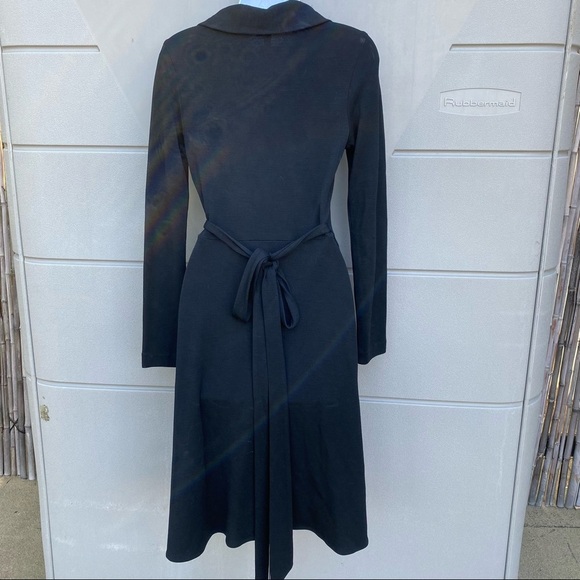 Milly of New York Women’s vintage black wool wrap dress sz S - Picture 4 of 5